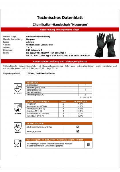 Neopren Säurehandschuhe
